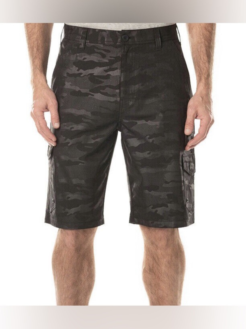 Iron Co. Mens Hybrid Cargo Stretch Shorts. Color Black Camo Size 32 …